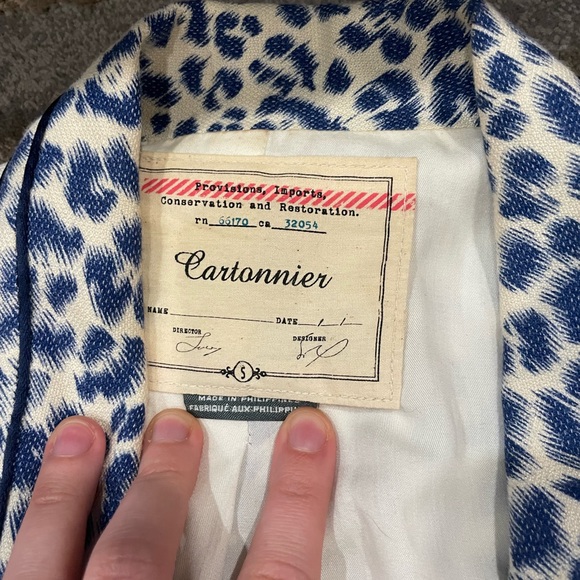 Cartonnier Blue Leopard Print Blazer from Anthropologie - Picture 4 of 9